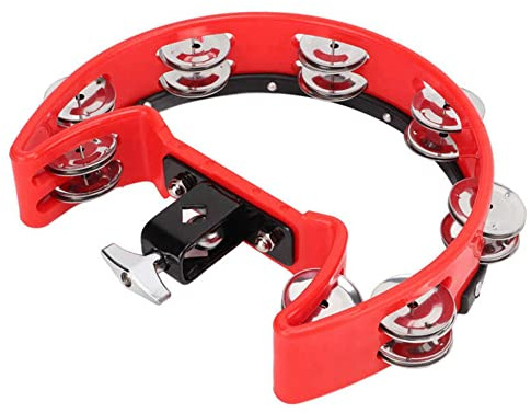 Loufy Halbmond Musik Handglocke Schlaginstrument Begleitung Hand Rassel Schlaginstrument Teile Tamburin, rot