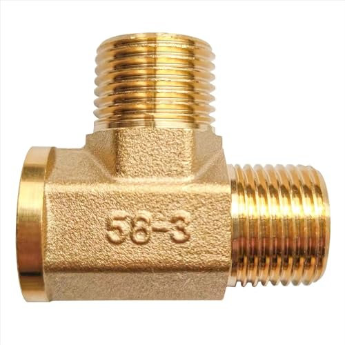 D&DHardware T-Stück Messing 1/2 Zoll Innengewinde, Gewindefitting T-Stück IGxAGxAG für Heizung und Trinkwasseranlage