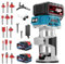 Yofuly Cordless Wood Palm Router Tool for Makita 18V Battery, Trim Router with 2PCS 4.0Ah Batteries & Charger, 800W 30000 RPM Brushless Power Hand Routers for Woodworking with 15PCS 1/4 Router Bits