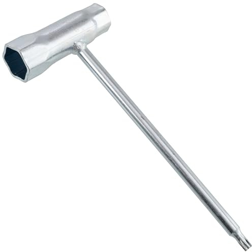 AERZETIX - C73117 - Steckschlüssel für Zündkerzen 13x19 mm für Kettensägen in ''T''-Form - Kerzenausdrückwerkzeug mit Sterngriff T30 - aus Stahl