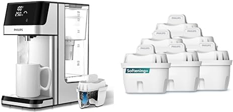 Philips Wasser Station & Wasserfilter-Kartusche Softening+, 6er-Pack, Brita-kompatibel, BIS ZU 50% WASSERHÄRTE REDUZIERUNG