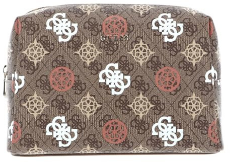 GUESS Kosmetiktasche Large Top Zip Cosmetic Bag Brown Multi braun
