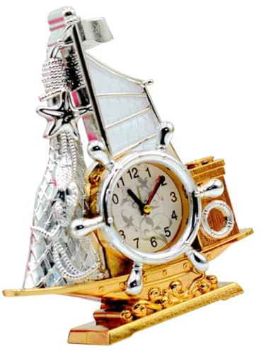 Amosfun Orologio Da Tavolo Plastica Forma Di Nave Con Funzione Sveglia Decorazione Per Casa e Ufficio Come Per Occasioni Speciali