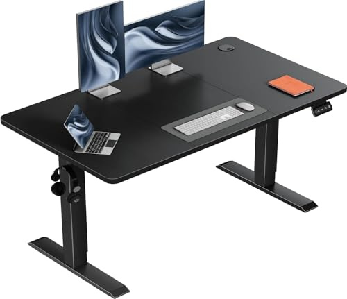 Flamaker Höhenverstellbarer Schreibtisch, Elektrischer Schreibtisch Höhenverstellbar für Steh-Sitz, Computertisch mit Memory-Funktion, Stabiler Tisch Standing Desk, Bürotisch,120 x 60 cm,Schwarz