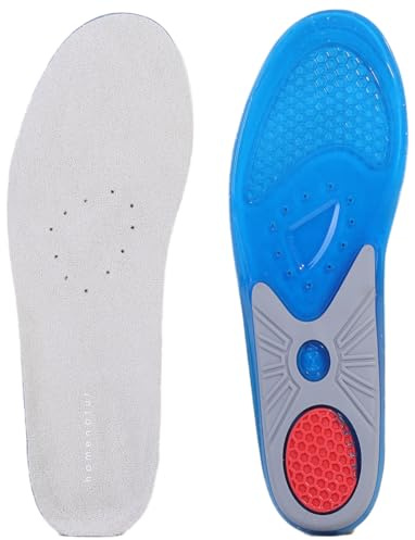 HOMENATUR Plantillas de Gel para Trabajo y Deporte, TPE, Talla 38-39 | Amortiguación en el talón; flexibles y transpirables para uso diario, calzado deportivo, pádel, ciclismo y largas jornadas.
