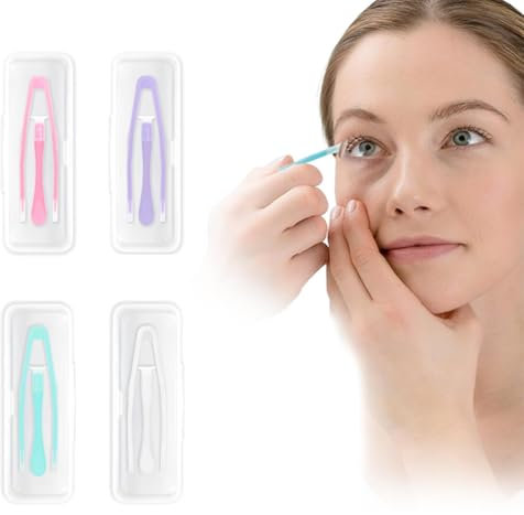 QEQSHQO 4 Stück Kontaktlinsenentferner, Kontaktlinsen Pinzetten,Kontaktlinsen Entfernen Kunststoff Kontaktlinsen Remover mit Saugnapf Bunte Contact Lens Tweezers