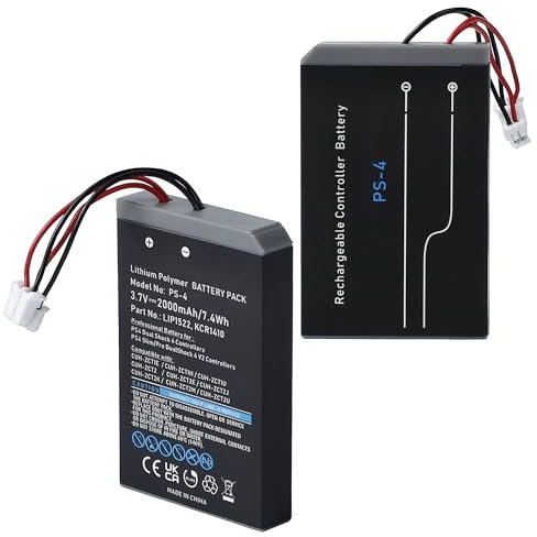 SHAWOROCE 2 baterías LIP1522 KCR1410 compatibles con Sony PS4 DualShock 4 Slim Pro V1 V2 CUH-ZCT2E CUH-ZCT1 Wireless Controller Playstation 4 Manette Li-ion Li-po 2000 mAh 3,7 V