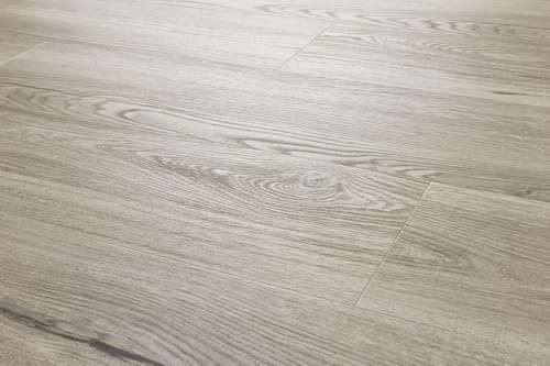 Klick-Vinylboden Newark Eiche Hellgrau 5,3mm - 2,24 m² pro Paket, robust, modern, mit Trittschalldämmung, 21 dB, Abriebklasse 23/33.