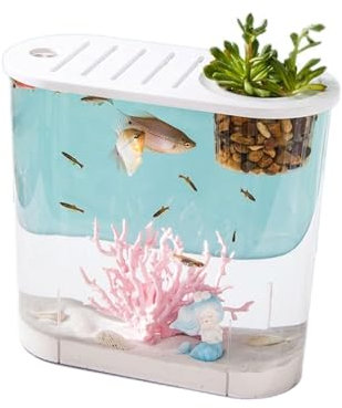 SUNMME Fischbehälter, superklarer Acryl-Tisch mit atmungsaktivem, multifunktionalem Deckel, transparentes kleines Zuchtaquarium (eine Farbe, 32 cm, 14,4 cm, 25,2 cm)