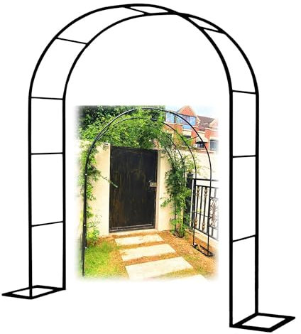 Arche de jardin noire de 200 cm, arche de mariage pour cérémonie, fête, extérieur, treillis de roses pour plantes grimpantes, patio, pelouse, pergola.