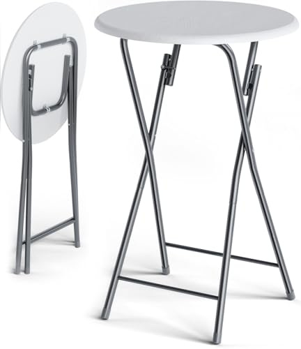 RILOOP Stehtisch Bistrotisch Partytisch klappbar 110cm Holz Rund Weiß Garten
