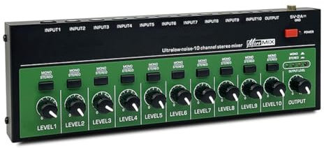 Fcuajdkq MX1002 Amplificatore per Cuffie Stereo 10 Canali Mini Amplificatore Audio Portatile A Basso Rumore Splitter Auricolare Spina UE