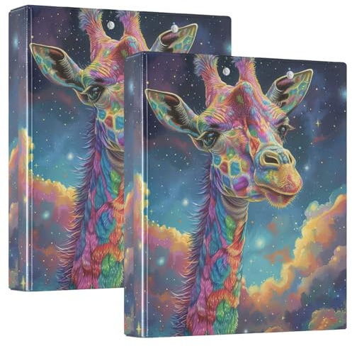 Bunte Giraffen-Ordner, 3,8 cm, 3 Ringe, süßes Rezeptbuch, 2 Stück