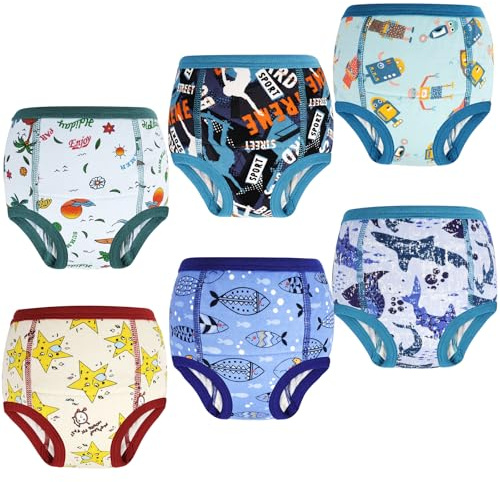 MOEMOE BABY Pantalones de entrenamiento para bebé, 8 unidad, entrenamiento de orinal calzoncillos para niños de Ragazzi 5 años