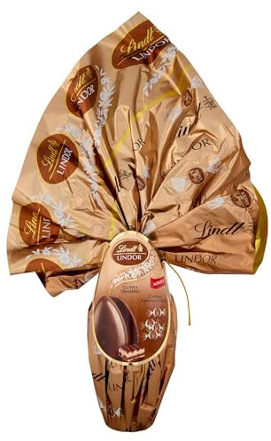Lindt LINDOR Uovo di Pasqua, Cioccolato al Latte con Praline gusto Tiramisù, Formato 320 g