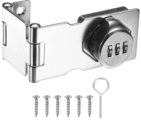 M METERXITY Keyless Combination Lock, 3.78 Zinc Alloy Mechanical Password Twist Knob Hasp Locks Latch for Cabinet/Closet/Garage/Drawers/Garden/Bathroom,90/180 Degree Barn Door Lock [Silver]
