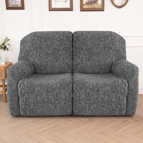 Sesselschoner Sesselbezug mit Armlehne & Taschen- Komplett Relaxsessel Bezüge 6-Teilig für Recliner Chair, Stretchhusse Stretch Sessel Überzug für Fernsehsessel Liege Sessel (2 Sitzer, Hellgrau)