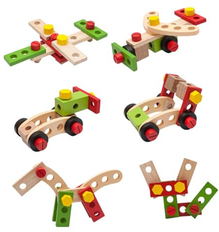 FOYTOKI Holzspielzeug Werkzeugset Für Junge Mädchen DIY Multitool Mit Schrauben Und Nähten Fördert Kreatives Spielen Und Praktische Fähigkeiten Für Jungen Und Mädchen Ab Jahren