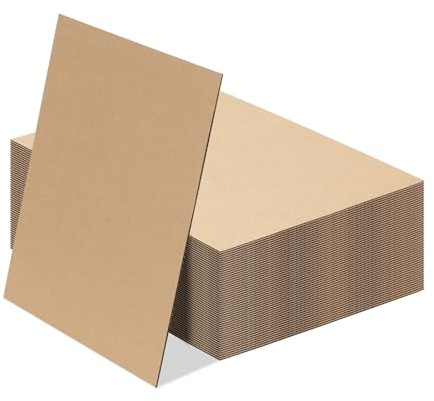 Rlavbl 50 Pezzi Cartone Ondulato A4 a 3 Strati, Ottimo per Pittura, Disegno, Carta Ondulata Marrone