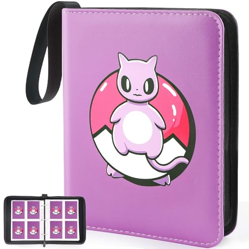 Premium Collectible Trading Card Albums，Card Binder Fits 400 Cards with 50 Removable Sleeves，Display Game Card Case book Holder, Purple Themes
