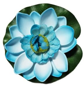HKYBCF Flor de Loto Artificial Flotante de 10/17/28 cm, Planta de Loto Artificial Realista, micropaisaje de nenúfar for decoración de Estanque y jardín.(Light Blue 10cm)