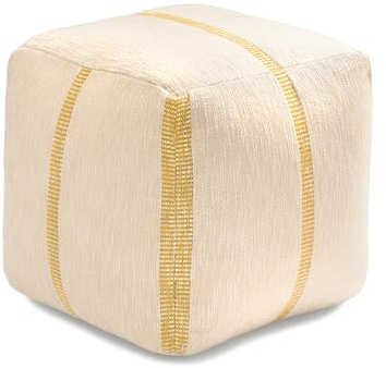 Anji Mountain 100% Handmade & Handcrafted Comfortable Home Décor Pouf Ottoman Footrest for Living Room, Bedroom, Nursery, Kidsroom, Patio Furniture - (20 x 20 x 20 - Croissant)