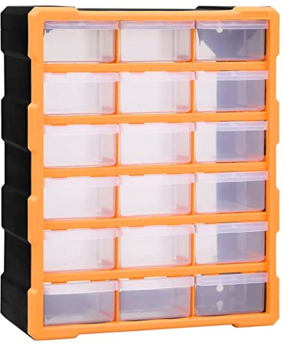 Générique Organisateur Multi-tiroirs avec 18 tiroirs centraux 38x16x47 cm,Quincaillerie, Accessoires de quincaillerie, Organisation & Rangement d'outils, Boîtes à Outils, Orange (Poids 2.86KG)