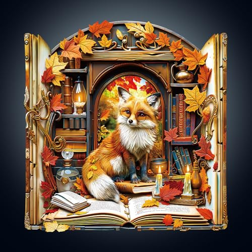 WOODBESTS Holzpuzzle Erwachsene, 280 Teile Regalfuchs Holzpuzzle | Unregelmäßige Einzigartige Puzzle, Weihnachten und Geburtstag Geschenke für Puzzle-Liebhaber (32 × 30,9 cm)