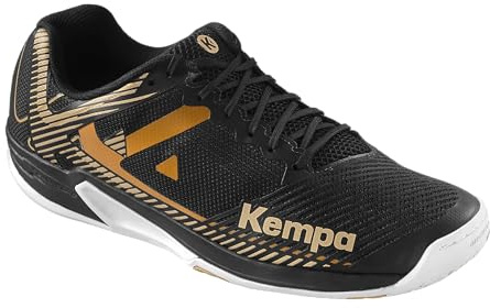 Kempa Herren Wing 2.0 Handball-Schuhe, Schwarz Weiß Gold, 44 EU