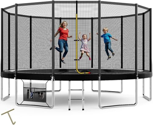 Devoko Trampolín Exterior con Canasta de Baloncesto Ø183 cm, trampolín de jardín Resistente, Estructura de Acero galvanizado con Bolsa de Almacenamiento, para niños y Adultos