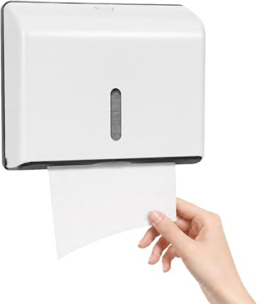 FERNVALE Multifold Paper Towel Dispenser Wall-Mounted ABS Hand Towel Holder Compatible with Z-Fold/C-Fold Paper Towels High Capacity 200 Sheets for Home Office Bathroom Hotel Restaurant (White)
