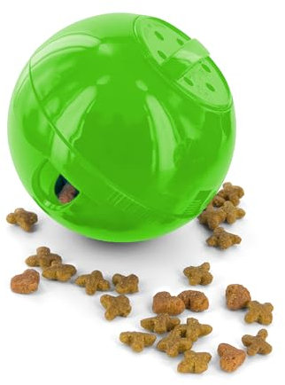 PetSafe Pet Supplies SlimCat Food-Dispensing Cat Toy Green, Treat Toy, Interactive Food Dispenser, Activity Snack Ball for Cats of All Ages, Green, Medium