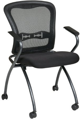 Office Star Deluxe ProGrid Free Flex Kohle-Sitz, atmungsaktiv, mit Armlehnen, Klappstuhl mit Rollen, 2 Stück, Titan-Finish