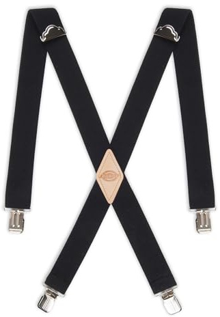 Dickies mens 1-1/4 Solid Straight Clip Suspenders, Black, Extended Size US
