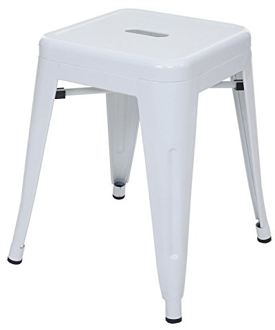 Mendler Hocker HWC-A73, Metallhocker Sitzhocker, Metall Industriedesign stapelbar - weiß