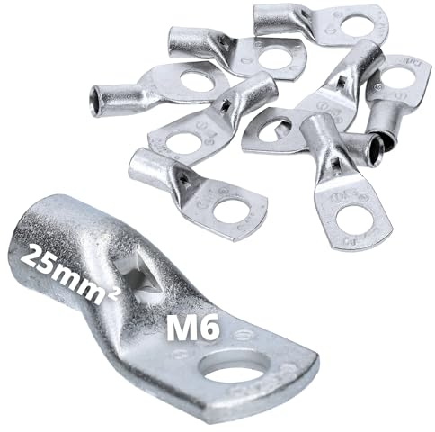 Cembre 10x A5-M6 Rohrkabelschuh 25mm² M6 - Kupfer Verzinnt - Ringöse | Hochleitfähige Quetschkabelschuhe für industrielle Elektrotechnik, korrosionsbeständig, sichere Schraubverbindung