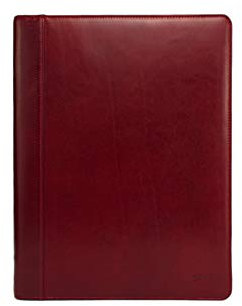 Giudi Konferenzmappe A4 Leder Rot Echtleder Portfolio Schreibmappe Aktenmappe Notizbuch Schreibblock Reißverschluss Tablet Ipad MacBook Hülle Dokumenten Hochwertig Ökoleder Nachhaltig (Rot)