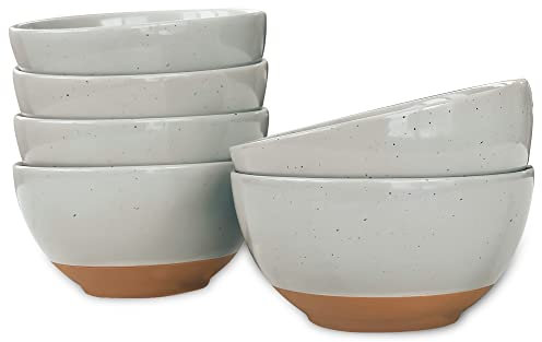 Mora Ceramic Small Dessert Bowls - 16oz, Set of 6 - Microwave, Oven and Dishwasher Safe, For Rice, Ice Cream, Soup, Snacks, Cereal, Chili, Side Dishes etc - Microwavable Kitchen Bowl, Earl Grey