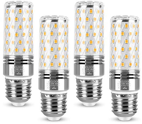 Vicloon LED Mais Glühbirnen, 12W E27 Mais Birnen mit 84 LEDs, 1400LM Entspricht 100W Glühbirnen, Warmweiß 3000K, Groß Abstrahlwinkel 360°, Kein Flackern, Led Leuchtmittel, 4er-Pack
