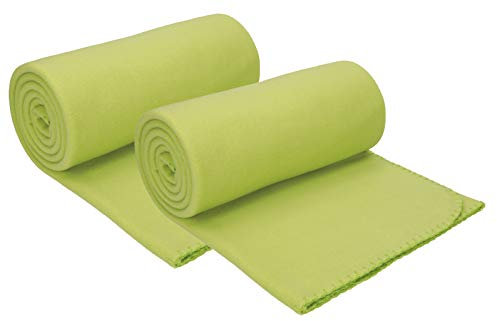 Betz Fleecedecke 2 Stück 130x170 cm 180g/m² – Weiche Wohndecke & Kuscheldecke – Flauschige Sofadecke als Tagesdecke – Leicht, wärmend & pflegeleicht – Farbe grasgrün