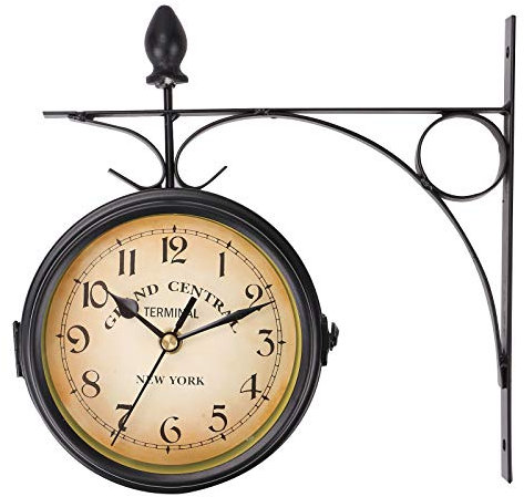 Youyijia Double Sided Wall Clock 4.8 Inches Outdoor Clock Vintage Wall Mounted Garden Clock Weatherproof Fashion Design with Outside Bracket