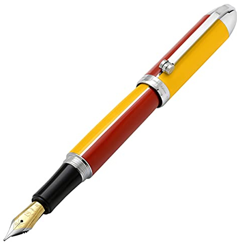Xezo Visionary Stylo-plume en laiton et aluminium, pointe moyenne, laqué à la main en jaune tremble et rouge, numéroté en édition limitée à 500 exemplaires