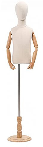 ZRY Schneiderpuppen Weibliche Torso Schaufensterpuppe Kinder Schneiderbüste einstellbar, zum Kinderbekleidungsgeschäft Schaufenster, Massivholzbasis, 4 Stile (Color : C, Size : 4 Years Old)