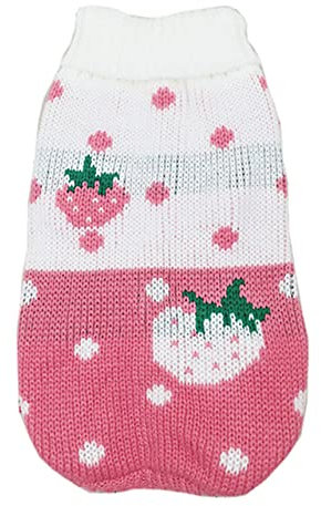 Warmer Puppuy Hundepullover Winter Haustierkleidung für kleine Hunde Katze Pullover Kleidung Kostüm,Rosa Erdbeere,14