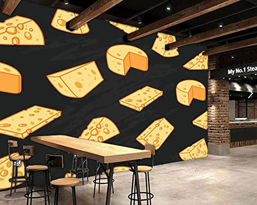 Frtmsticker Papier Peint Autocollant Murale 3D Jaune Fromage Motif Papier Peint Photo 3D Enfants Chambre 3D Murale Pvc Autocollant Wall Art Garçon Fille Chambre Affiche Murale 200X100Cm