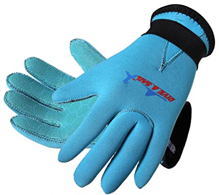 EXCEREY Kids Neoprene Skid-Proof Wetsuit Diving Gloves 3MM Surf Snorkeling Gloves(Blue, S)