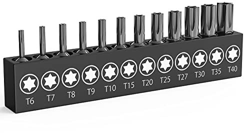 Magnetic Torx Bit Set 12pcs, Ancable 1/4 Hex Shank Security Torx Bit Set T6, T7, T8, T9, T10, T15, T20, T25, T27, T30, T35, T40 for Screwdriver, Pneumatic Drill, Pistol Drill