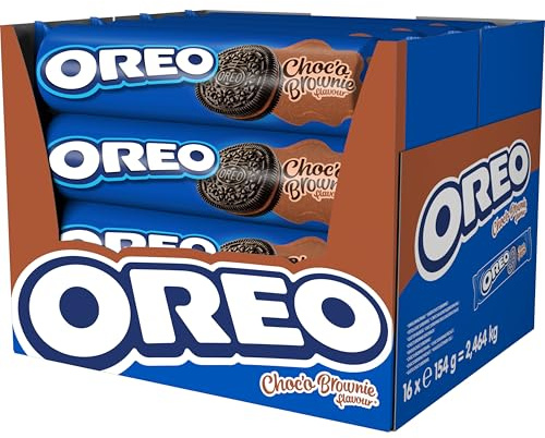 Oreo Choco Brownie Galletas de Cacao Rellenas de Crema de Chocolate Sabor Brownie - Pack de 16 Ud, 154 g