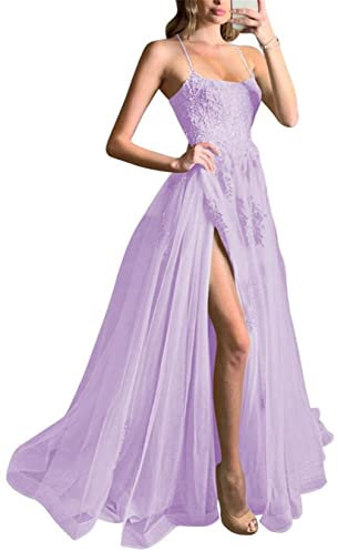Vestido de graduación para jóvenes, sin mangas, elegante, largo con tirantes delgados, largo hasta el suelo, vestido de dama de honor para mujer, Lila, 34