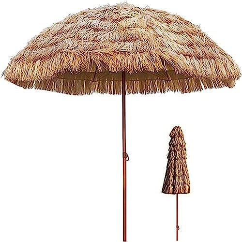 Ombrellone da spiaggia Hula hawaiano, Ombrellone Tiki Ombrelloni da esterno in paglia, Ombrellone da spiaggia tropicale hawaiano Palapa, con inclinazione, for piscina da giardino sul retro, SENZA base